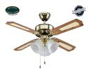 Oğuzhan - Builder Series Parlak Pirinç - 107 Cm. Aydınlatmalı - Hasır Kanat Tavan Vantilatörü