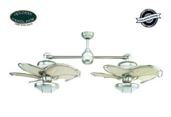 Oğuzhan - Twin Star Fırçalanmış Nikel - 76 Cm. Çift Vantilatörlü - Aydınlatmalı Tavan Vantilatörü
