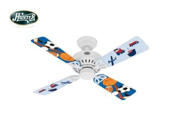 Hunter - Bayport Beyaz - Gezi/Spor Eleman Deseni Kanatlı 107 Cm. Tavan Vantilatörü