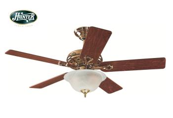 Hunter - Savoy Parlak Pirinç - Aydınlatmalı 132 Cm. Tavan Vantilatörü