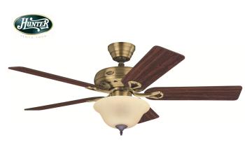 Hunter - Savoy Antik Pirinç - 132 Cm. Aydınlatmalı Tavan Vantilatörü