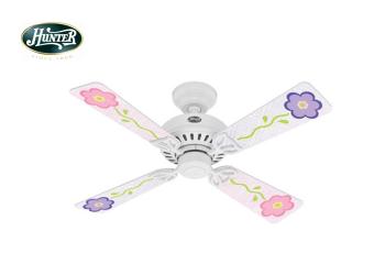 Hunter - Bayport Beyaz - Mor/Pembe Çiçek Deseni Kanatlı 107 Cm. Tavan Vantilatörü