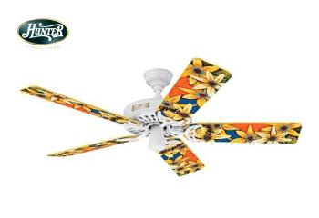 Hunter - Classic Original Beyaz - Gün Çiçeği Desenli 132 Cm. Tavan Vantilatörü