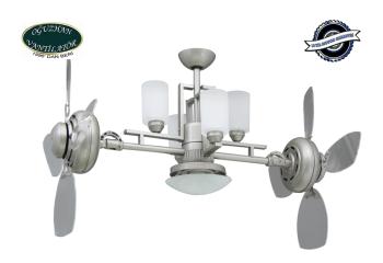 Oğuzhan - Twin Star Fırçalanmış Nikel - 66 Cm. Çift Vantilatörlü - Aydınlatmalı Tavan Vantilatörü